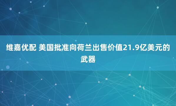 维嘉优配 美国批准向荷兰出售价值21.9亿美元的武器